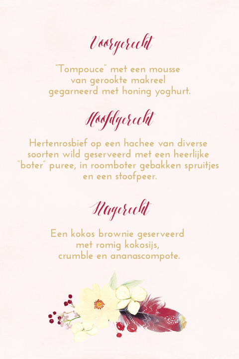 menukaart boho roze