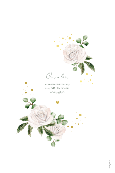 Romantische trouwkaart met geometrische vorm en witte bloemen