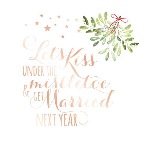 Kerst save the date met mistletoe en typografische tekst