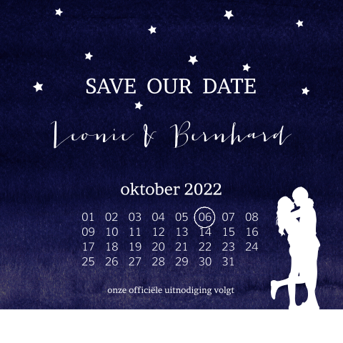 save the date met kalender nacht sterren