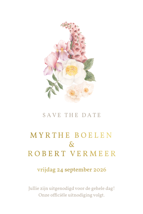 save the date romantisch bloemen folie